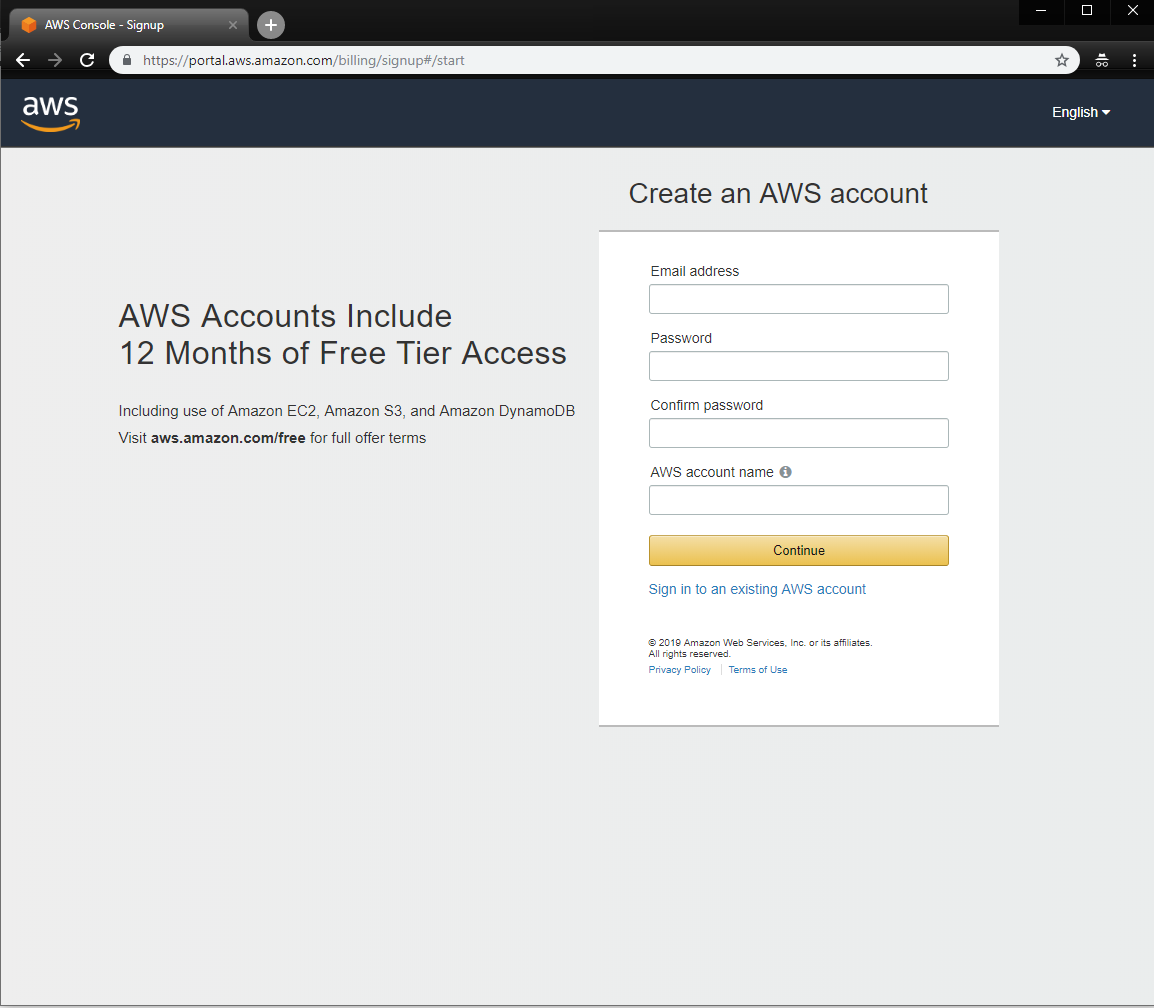 AWS Sign-in Page